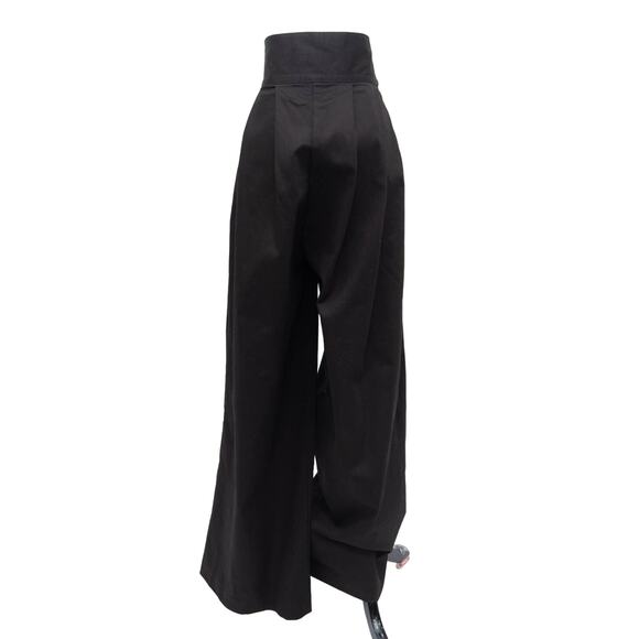 Megan Renee Black Cotton Wide Leg Trousers Size Medium - Picture 4 of 9